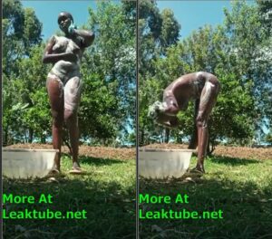 WATCH: Pretty African Girl Bernie Bathing Outdoor | LEAKTUBE