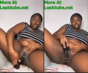 Horny Fat Babe Using Big Black Dildo in Her Pussy on Live | LEAKTUBE